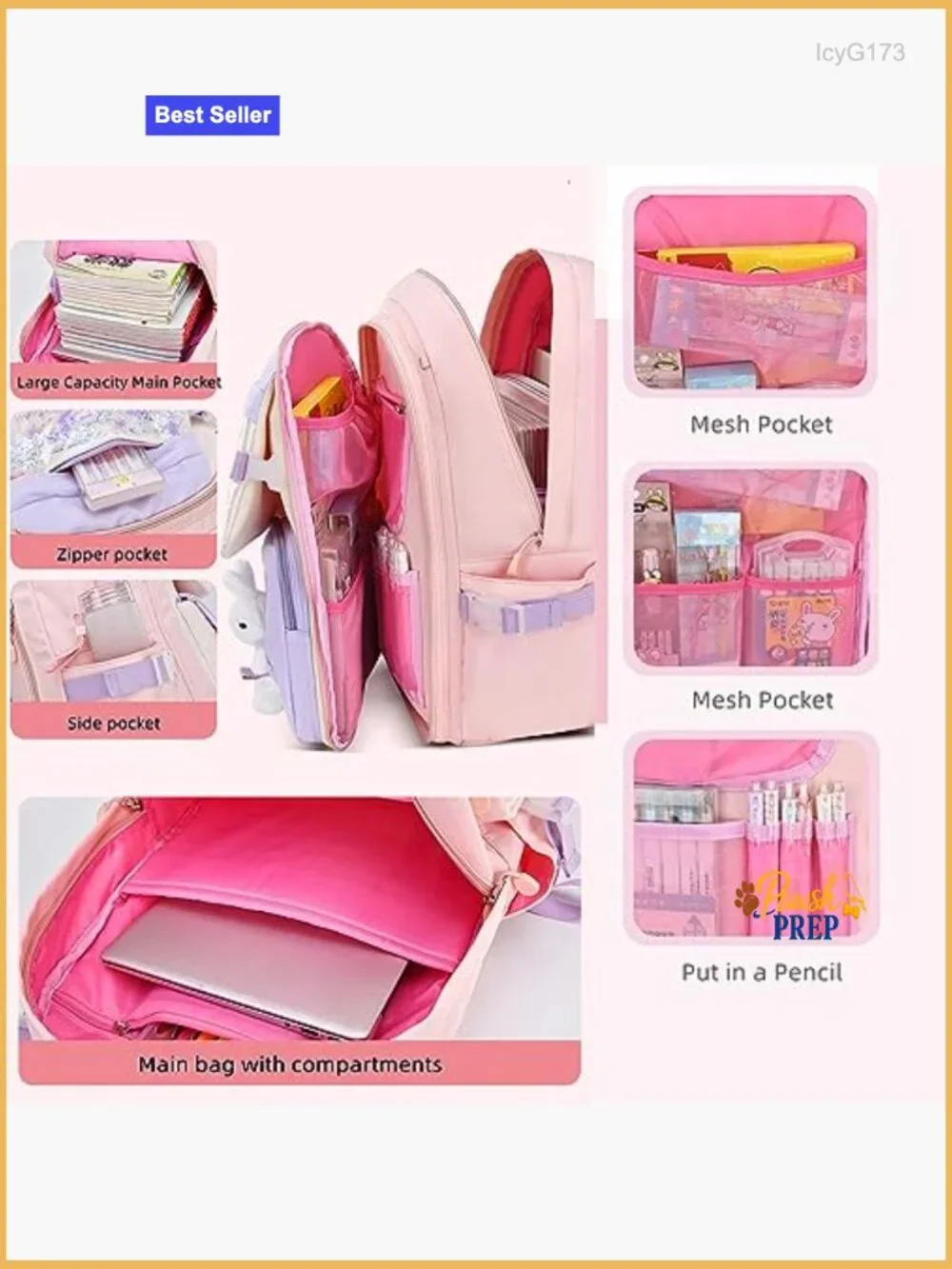 Cute Bunny Backpack for Girls - Kawaii Elementary School Bookbag
